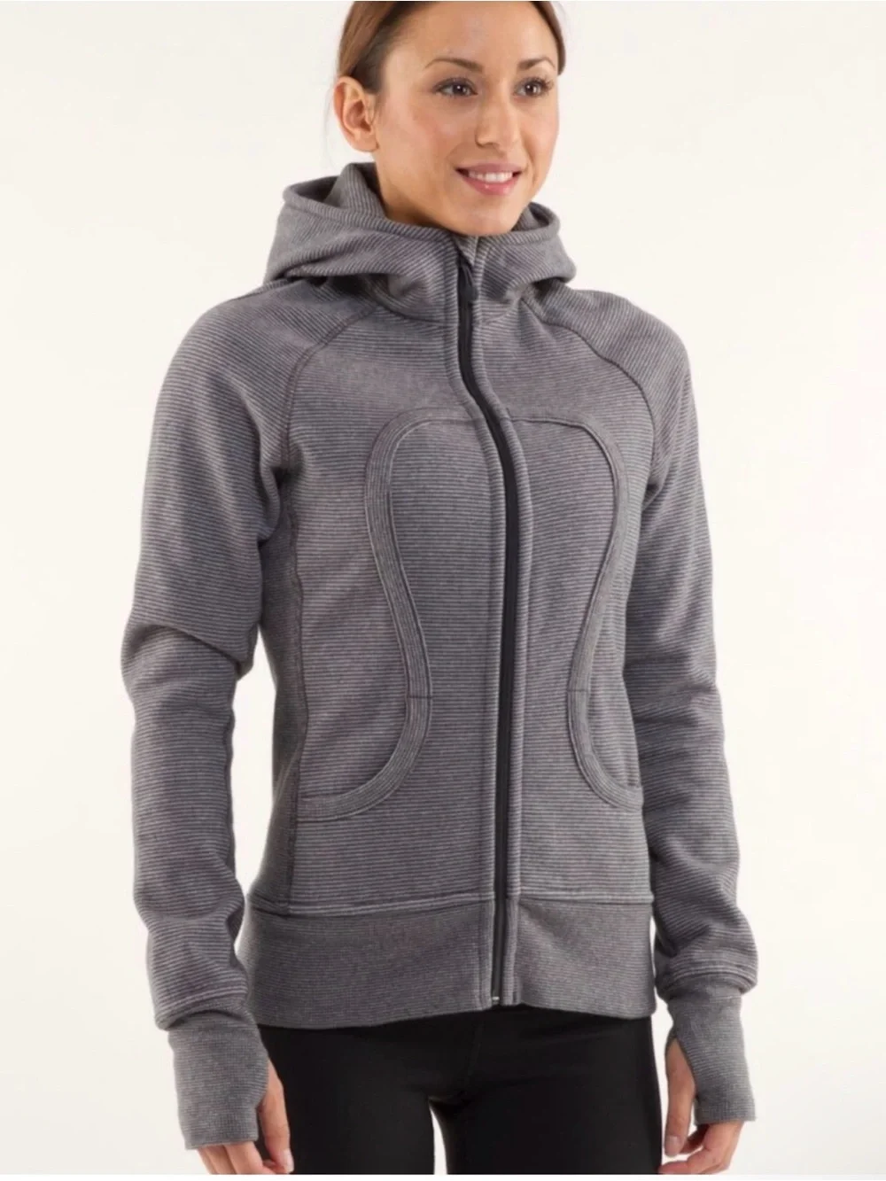 lululemon athletica Women's Gray Ribbed Hooded Jacket